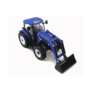 big agricultural tractor blue with loader