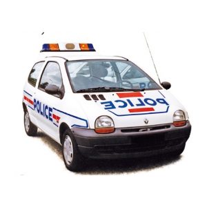 vieille petite voiture blanche de police