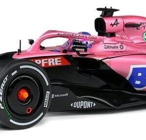 voiture de course formule 1 rose et bleu