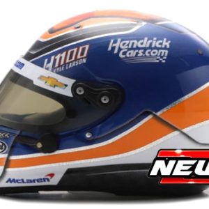 casque de pilote de formule 1 bleu et orange