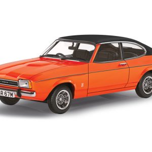 vieille voiture de sport coupe orange avec toit noir