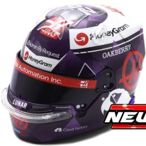 casque de pilote de course de formule 1 mauve