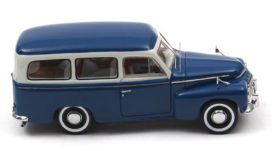 vieille voiture suedoise break bleu et blanc