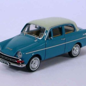 vieille voiture bleu avec toit blanc