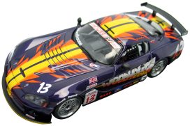 voiture de course americaine mauve et jaune