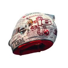 casque de pilote de course formule 1 blanc et rouge