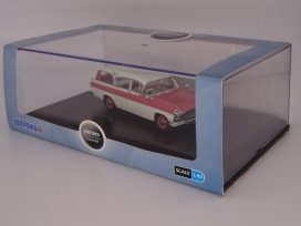 vieille voiture break rose et blanche