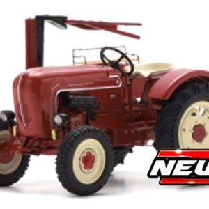 vieux tracteur agricole allemand rouge avec faucheuse