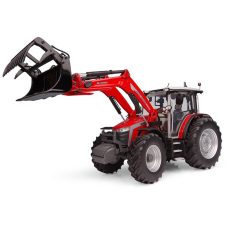 gros tracteur agricole rouge et noire avec pelle avant