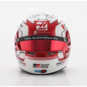 casque de pilote de formule 1 rouge et blanc