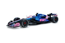 voiture française de course formule 1 rose et bleu