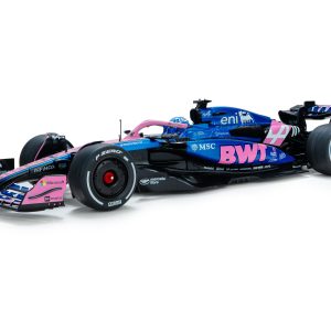 voiture française de course formule 1 rose et bleu