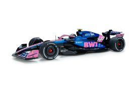 voiture de course formule 1 rose et bleu française