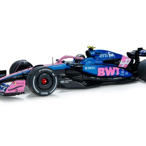 voiture de course formule 1 rose et bleu française