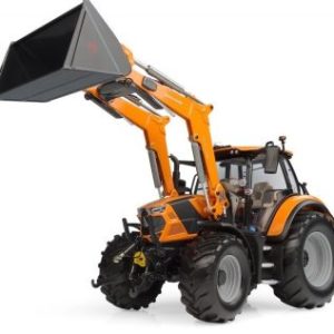 gris tracteur agricole orange avec pelle avant