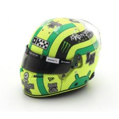 casque de pilote de course formule 1 vert et jaune