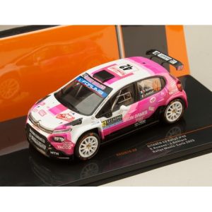 voiture de rallye rose et blanche