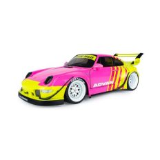 voiture de sport coupe rose et jaune